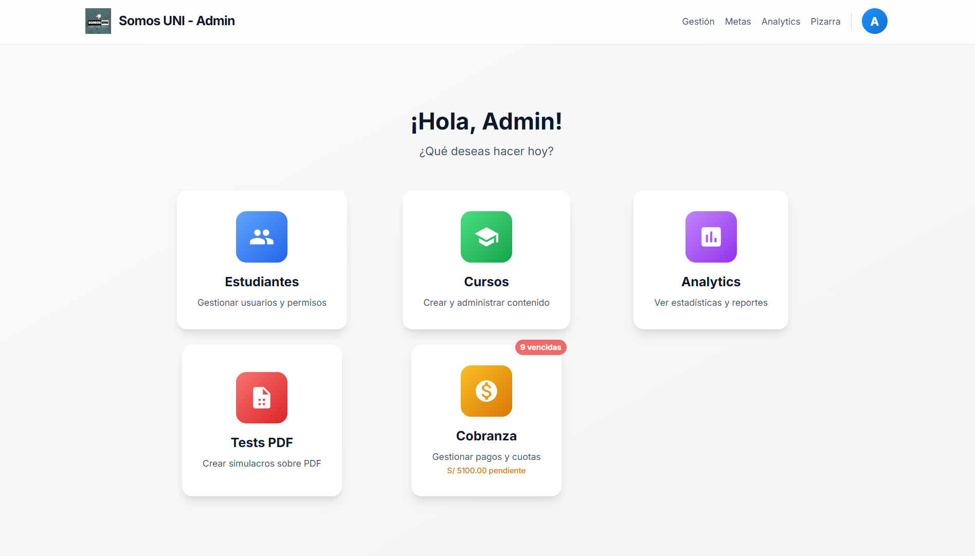 Plataforma Somos UNI - Gestión de cursos y alumnos