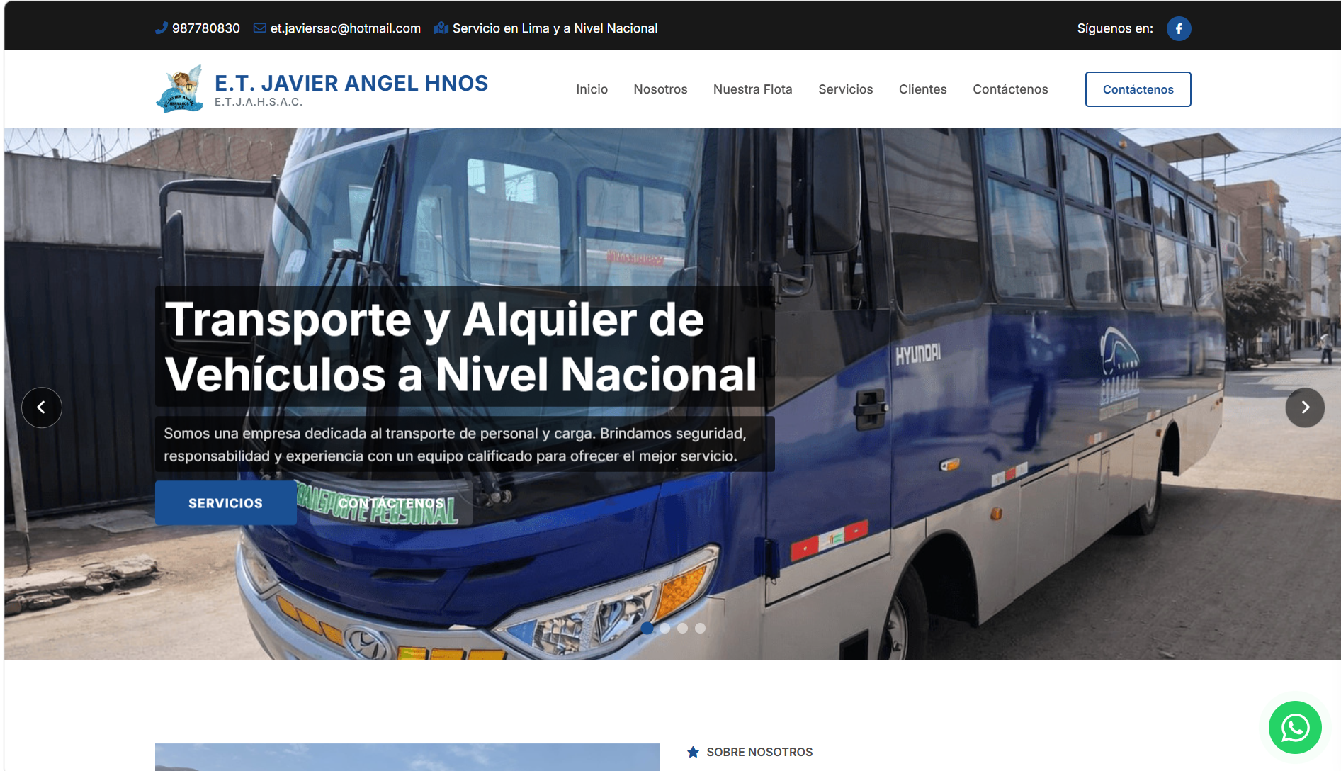 Página web para empresa de transporte